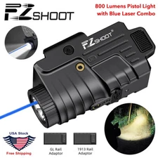 800lm Pistol Flashlight & Blue Laser Sight Combo Rechargeable Handgun Picatinny