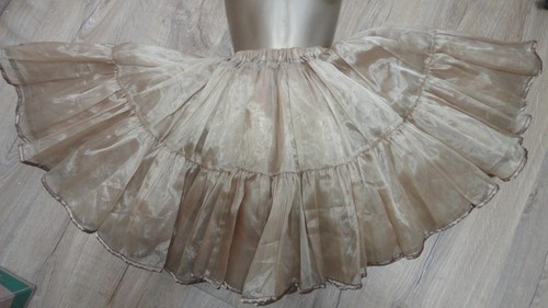 ROCK & ROLL UNDERSKIRT FULL ELASTIC WAIST 2 TIER 2 LAYER MUSTARD/GOLD 10-18 - Picture 4 of 7