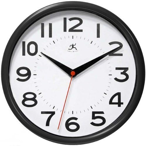 Infinity Instruments Wall Clock, Black, 9 inch diameter, new - Afbeelding 1 van 1