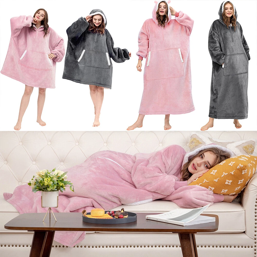 Full Body Warm] Oversized Blanket Hoodie, Long Sherpa Fleece Wearable  Blanket | eBay