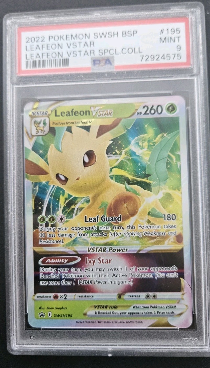 2022 Pokemon Leafeon VSTAR SWSH195 Black Star Promo PSA 9 Mint