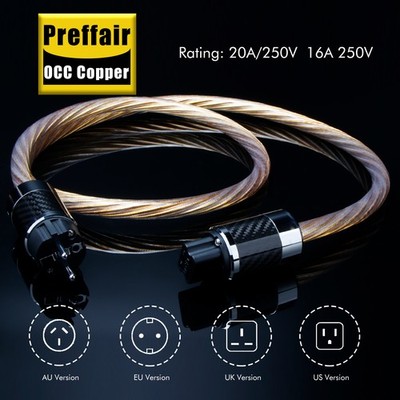 HIFI OCC Silver Audio Power Cable US/EU/AU Plug C15/C19 Carbon Fiber Rhodium