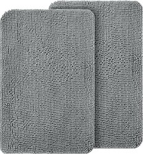 OLANLY 2-Piece Dog Door Mat Set 30x20, Non-Slip, Quick Dry, Grey