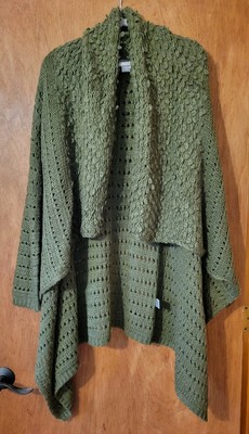 New Venus Knit Long Open Front Cardigan Sweater Olive Green Size Medium NWOT