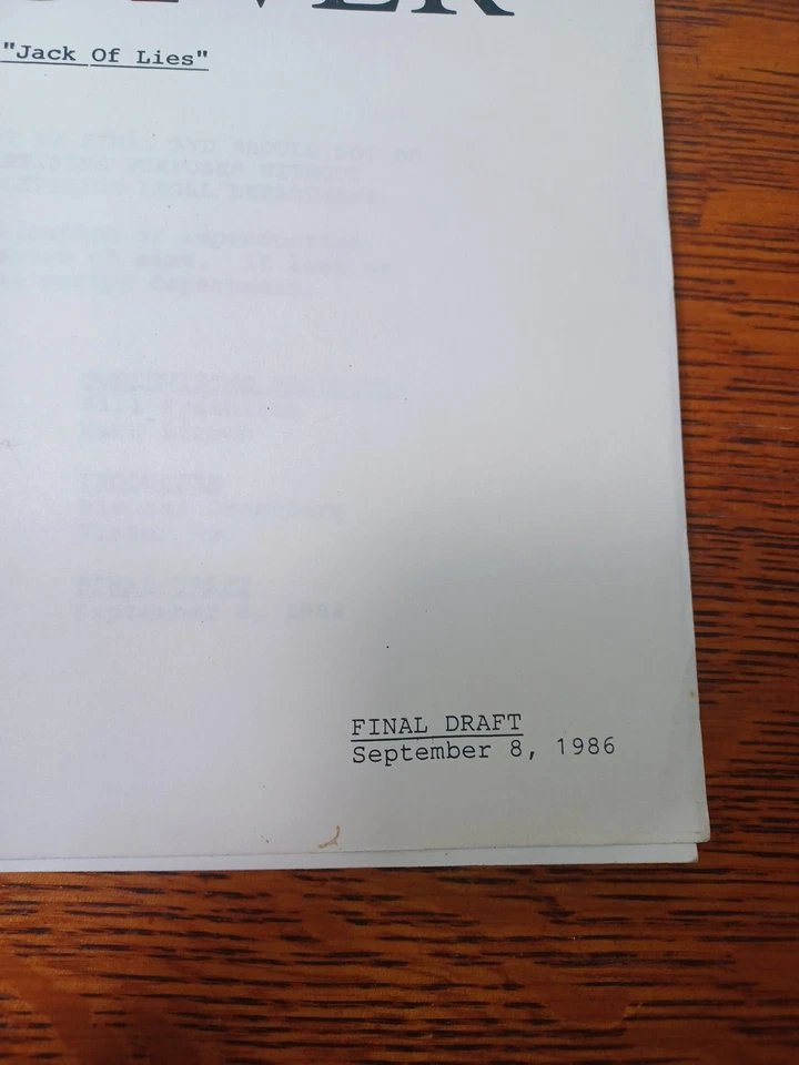 1986 ORG сценарий Macgyver ТВ-шоу "Jack of Lies" JRR37 - Изображение 2 из 4