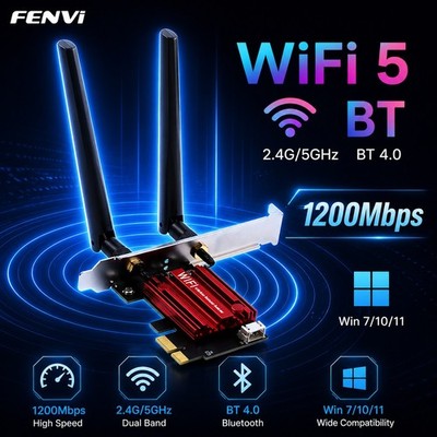 WLAN Karte für GAMING PC   PCIe 1200Mbps Dual Band 2.4GHz/5GHz + Bluetooth 4.0 W