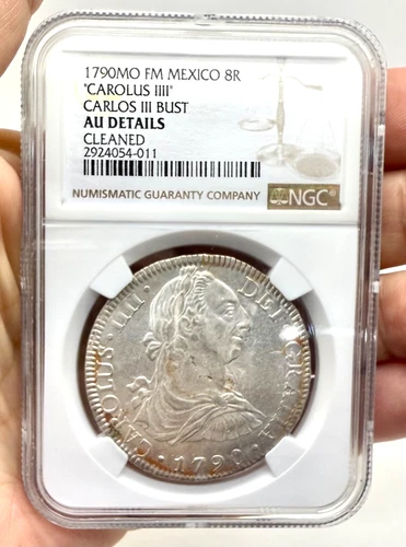 1790 FM Mexico 8 Reales Carlos II Bust NGC Silver Coin - Cleaned