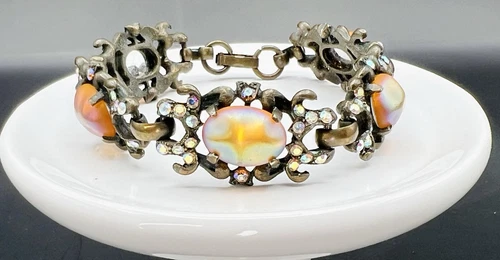 Vintage Art Deco Bracelet Glass Rhinestone 