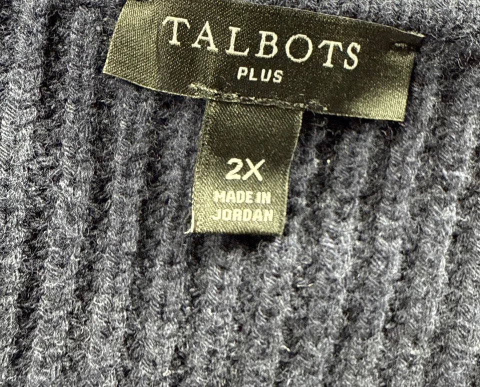 Talbots Women's Knit Vest Size 2X Blue Pink Wool Blend V Neck Pullover Cable - Image 3 of 4