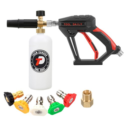 #ad Short Pressure Washer Gun with Foam Cannon 1 4 Inch Quick Connector with 5 ... $66.56