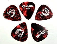 5-PACK D'Addario Planet Waves 5pc Classic .70mm Picks Celluloid Medium -Red