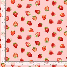 Food Fabric Berry Sweet Tossed Strawberry Pink Timeless Treasures YARD