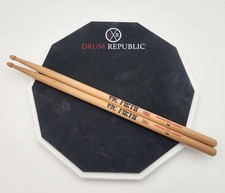 DRUM Republic Real Feel 2-Sided Drum Practice Pad 12 in with Vic Firth 5A Sticks