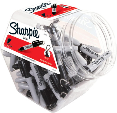 Permanent Mini Markers, Fine Point, Black, 72-Pack Canister