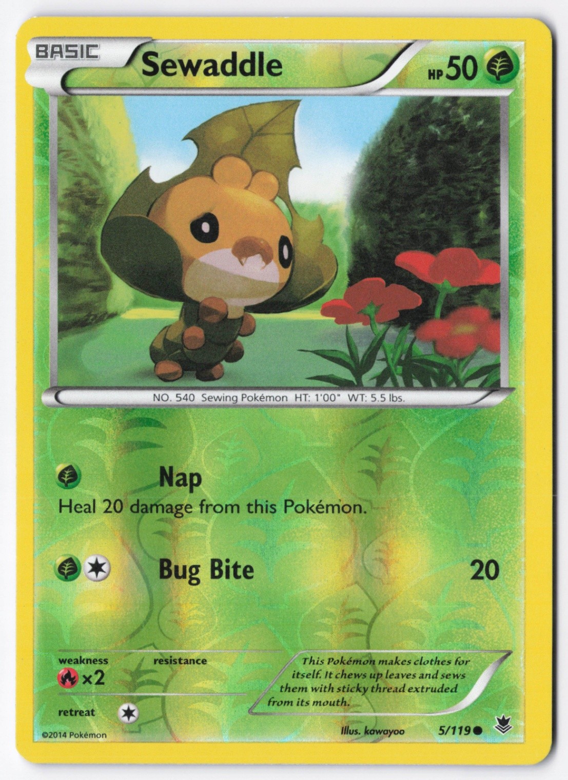 Sewaddle Reverse Holofoil Common XY - Phantom Forces 5/119 NM