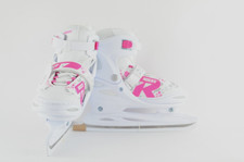 Roces Jokey 2.0 Adjustable Girl's Ice Skates Size 5-8 White/Pink  0925-4574 