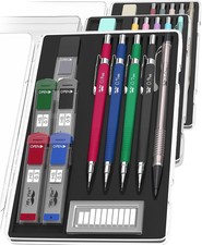 10 Piece Multicolored Mechanical Pencil Set With Lead Refills And Erasers