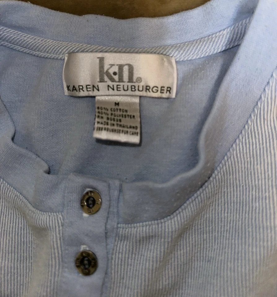 Karen Neuburger 晚礼服 M 码浅蓝色套衫纽扣长袖 — 第 3/4 张图片