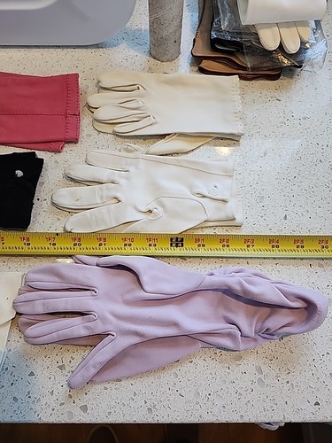 Lot de 9 paires de gants femme vintage rose noir aqua blanc lavande occasion - Photo 21/24