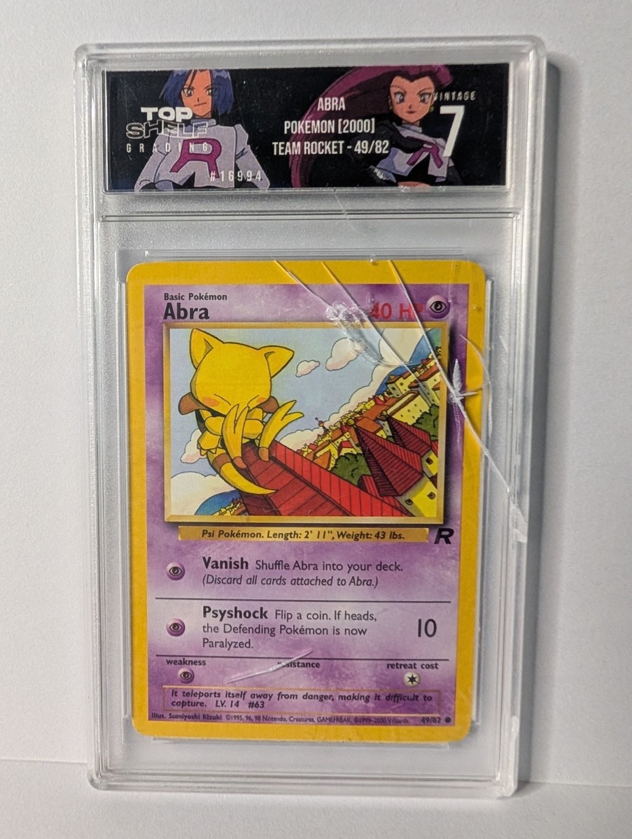 abra pokemon card 49 82 Basic Pokemon (2000) Abra Team Rocket 49/82 Professional Graded 7 (Case  Cracked)