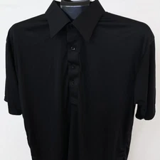 Collars & Co Original Polo Mens Large L Black Stretch Golf Dress Collar Shirt