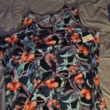 Catherines Plus Size 3X A-Line Long Dress Floral Multicolor Sleeveless Women