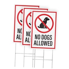 No Dogs Allowed Yard Signs with H-Frame Stakes, 8" x 12" Corrugated Plastic No