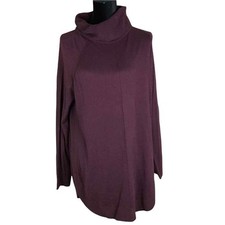 Caslon Woman's Small Maroon Turtleneck Tunic Sweater Long Sleeve Curved Hem NWOT