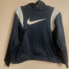 Nike Therma-Fit Youth Boy's Large Hoodie Sweatshirt Pullover Navy White Logo