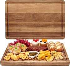 Acacia Wood Cutting Board for Kitchen, Meat Large Butcher Block Chopping Board