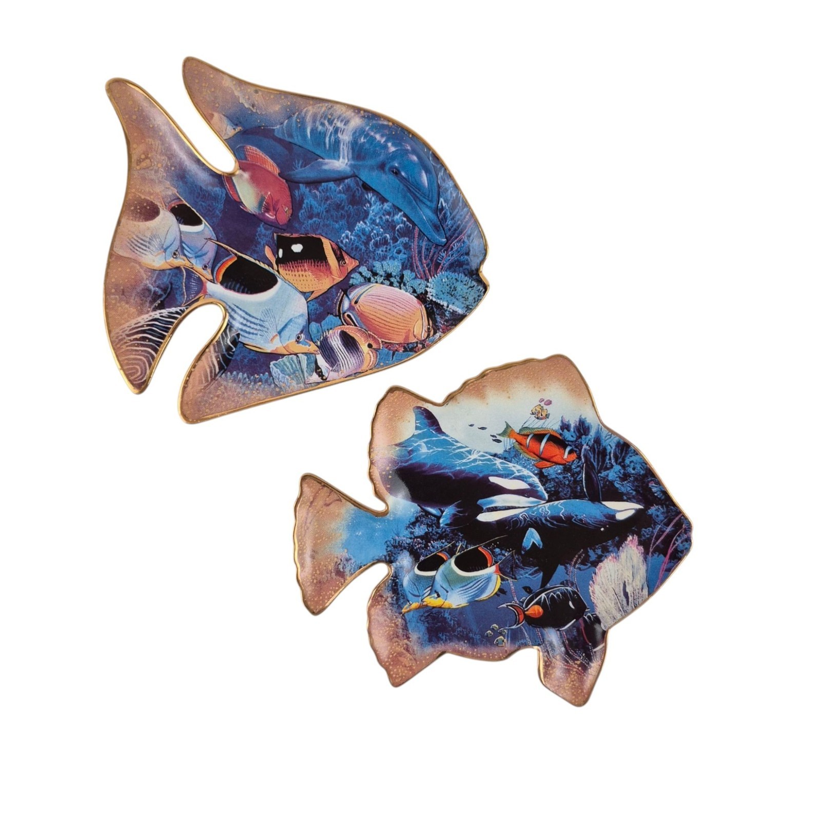 Rainbow Reef Fish Plate Set Christian Riese Lassen Bradford Exchange 2000 Set 8