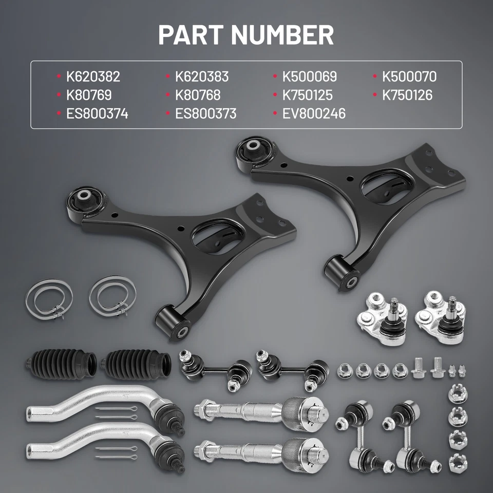 For 2006-2011 Honda Civic 14pcs Lower Control Arms w Ball Joint Sway Bar Tie Rod - Image 4 of 4