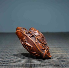 Chinese Natural Boxwood Hand-carved Exquisite Cicada Statue 22228