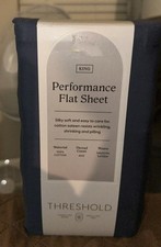 New Threshold 400 Thread Count Performance Flat Sheet Metallic Blue - King