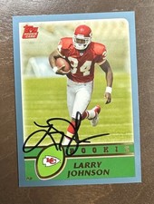 LARRY JOHNSON 2003 TOPPS ROOKIE SIGNED AUTOGRAPHED CARD #365 KANSAS CITY CHIEFS. rookie card picture