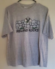 Vintage 90's Screen Stars "Ireland Rocks" Men's Graphic Gray T Shirt XL Rare