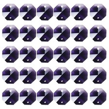 60 Pack K9 Crystal Octagon Beads 2 Holes 14mm Chandelier Prisms Dark Purple