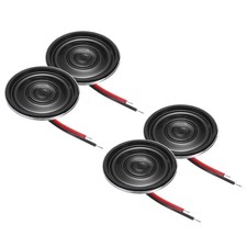 4 Pcs 0.5W 8 Ohm Small Speakers Metal Round Speaker with Wires, 20x4mm Black