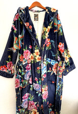 Johnny Was Cozy Soft Sherpa Plush Floral Hooded Robe Dreamer Birds L /XL New