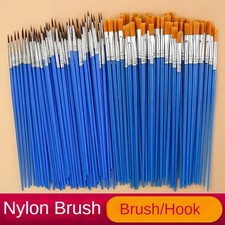 Nylon Artist Paint Brush Set Detail Flat Pointed Oil Acrylic Watercolor Art