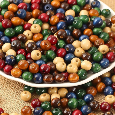 DAHI 1000PCS Colorful Wooden Beads 8Mm Assorted Macrame Wooden Loose Spacer Bead
