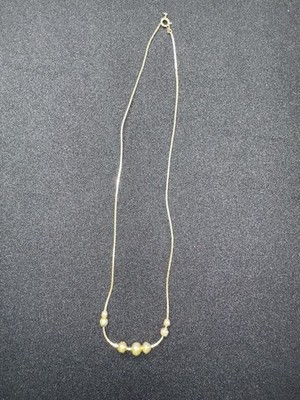 Delicate Bead Necklace Gold Tone Smooth Flat Chain 17 Inch