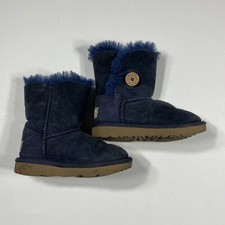 UGG Classic Cuff Short Blue Suede Shearling Ankle Boots Youth Size 3
