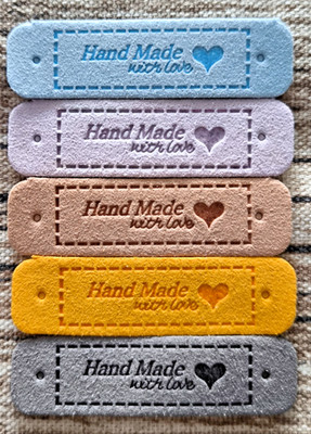5x Hand Made mit Herz - Label Etikett - Neu
