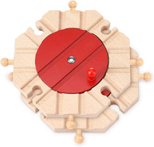 2 Pcs Wooden Train Track Expansion Packs Wooden Train Accessories 8 Way Wood Tra