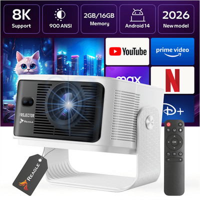REAGLE P41 Projektor Beamer 1080p 900 ANSI WiFi 6 Bluetooth 5.4 Android 14 HDR10
