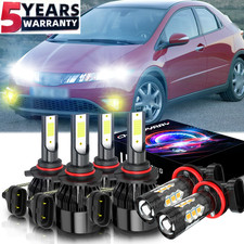 For Honda Civic 2006-2015 Led Headlight High Low Beam Fog Light Combo Bulbs Kit