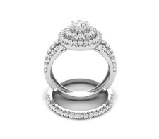 14K WHITE GOLD 2.25 CARAT REAL DIAMOND .55 CARAT SOLITAIRE ENGAGEMENT RING WEDDI