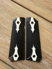 1911 Exotic Gaboon Ebony Wood Grips Government Full Size Colt - Faux Ivory Inlay