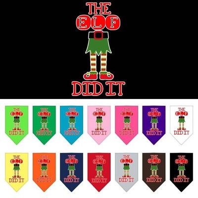 Christmas Pet and Dog Bandana Screen Printed, ''The Elf Did It''